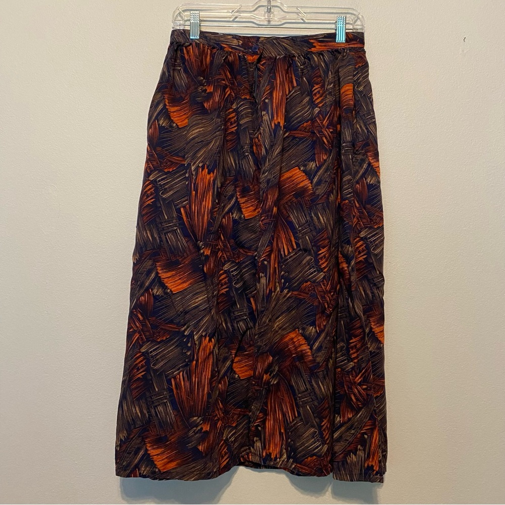 Vintage Greenwich Square Colorful Geometric Print Long Skirt 15/16, 29” waist